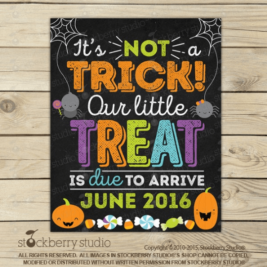 It's Not a Trick! Halloween Pregnancy Announcement Sign - Stockberry Studio