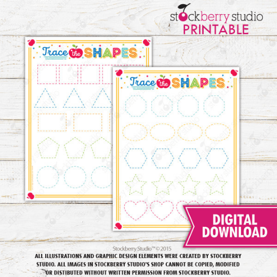 Shape Matching Game, Learning Shapes Activity - Homeschool - Preschool - Kindergarten - Stockberry Studio