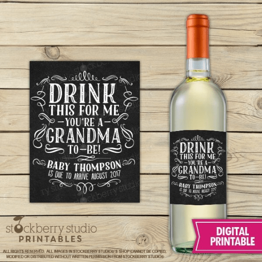 Grandparents Printable Wine Label Gift - Stockberry Studio