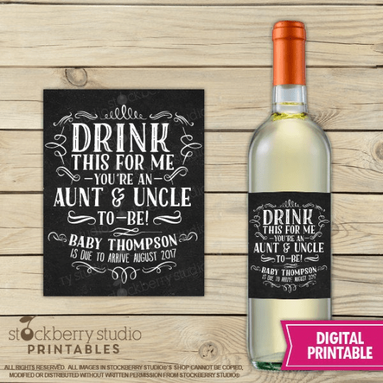 Pregnancy Announcement Printable Wine Label - Stockberry Studio