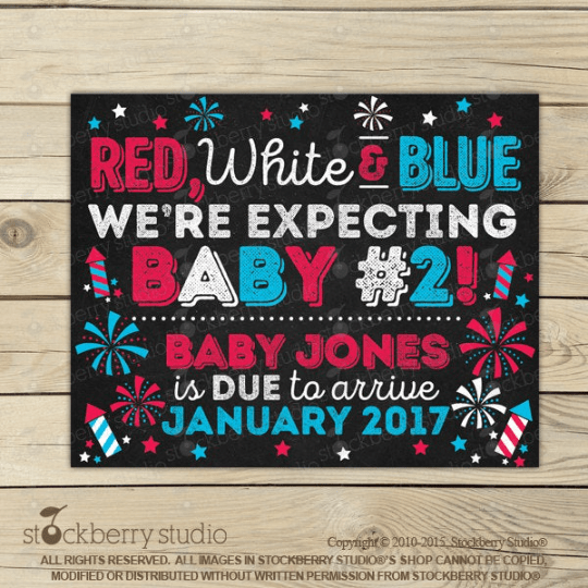 4th of July Pregnancy Announcement Sign - Stockberry Studio