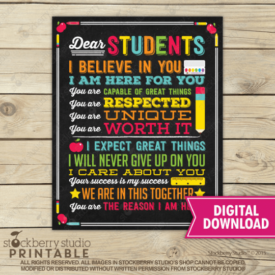 Dear Students - School Counselor Sign - Stockberry Studio
