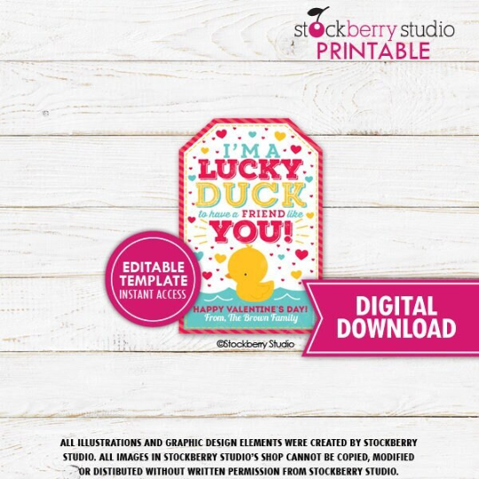 Duck Valentine's Day Gift Tag