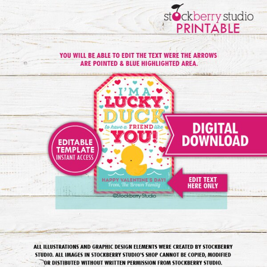 Duck Valentine's Day Gift Tag