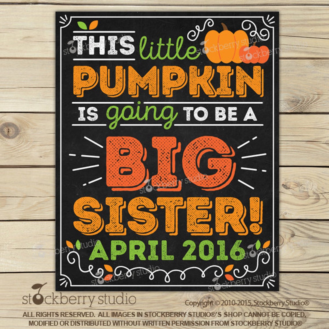 Fall Big Sister Pregnancy Announcement Chalkboard Sign