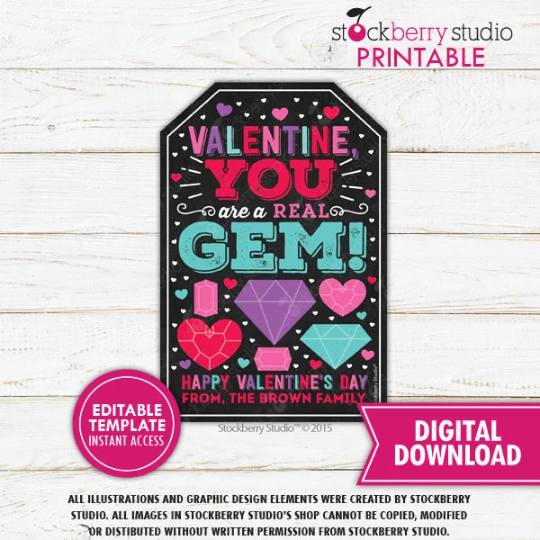 Gem Valentine Gift Tag
