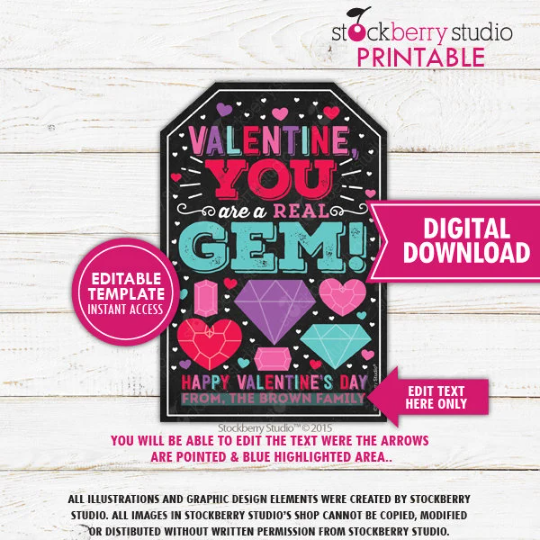 Gem Valentine Gift Tag