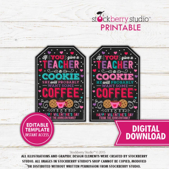 Valentine's Teacher Coffee Gift Tag