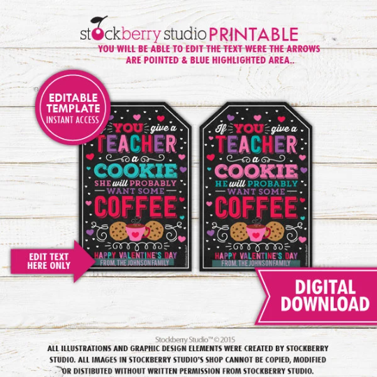 Valentine's Teacher Coffee Gift Tag