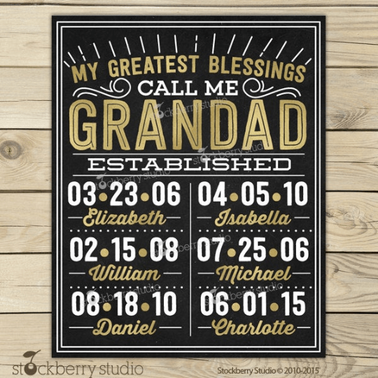 Grandpa Gift Wall Art Grandchildren Christmas Day Gifts Personalized - Stockberry Studio