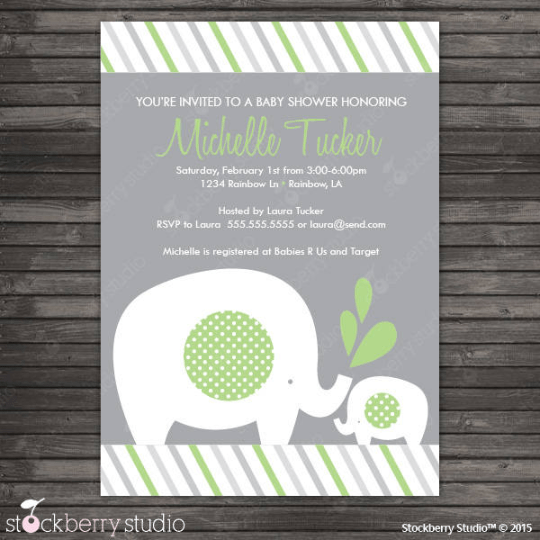 Elephant Baby Shower Invitation - Stockberry Studio