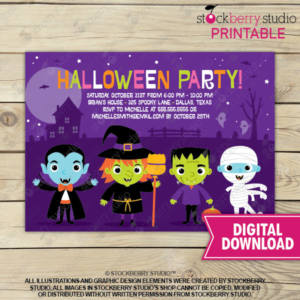 Halloween Birthday Printable Invitation