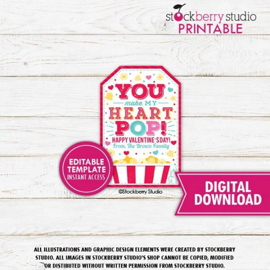 Valentine Popcorn Gift Tag