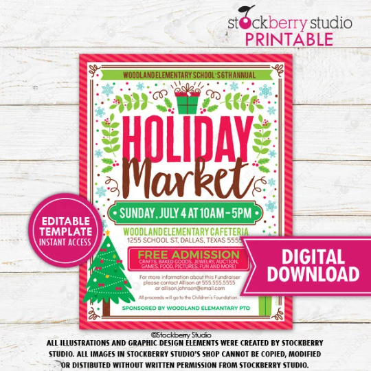 Christmas Holiday Market Flyer