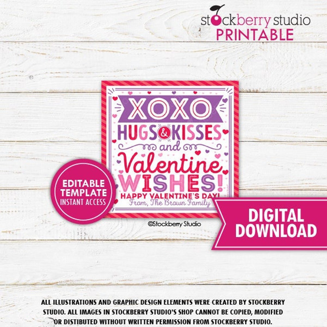 Valentine's Hugs and Kisses Gift Tag