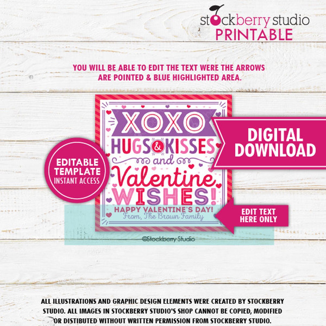 Valentine's Hugs and Kisses Gift Tag