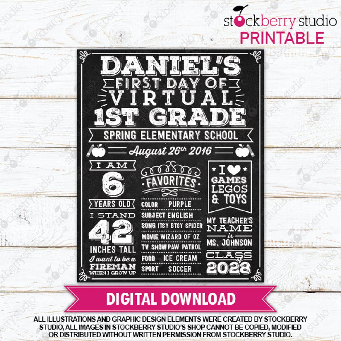 First Day of Virtual School Sign