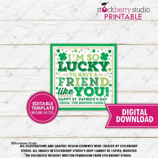 St Patrick's Day Friend Gift Tag