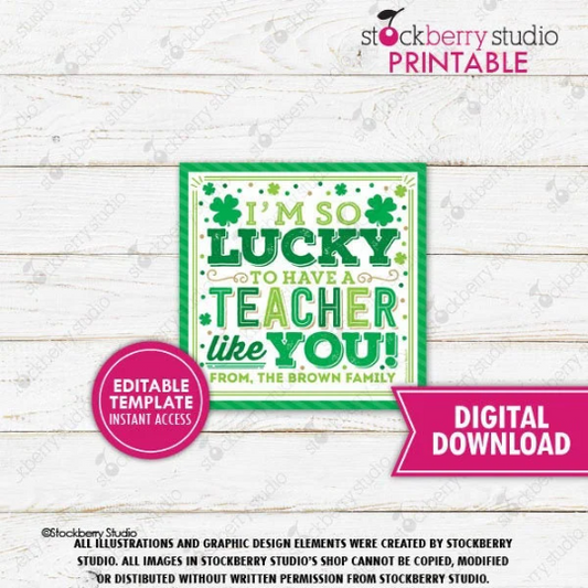 St Patrick's Day Teacher Gift Tag