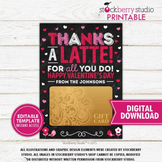 Valentine Latte Gift Card Holder