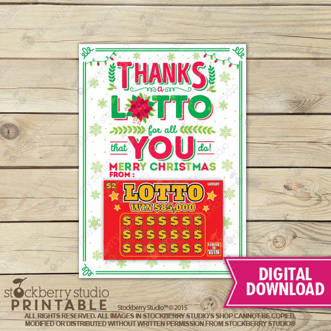 Holiday Lottery Ticket Holder - Instant Download