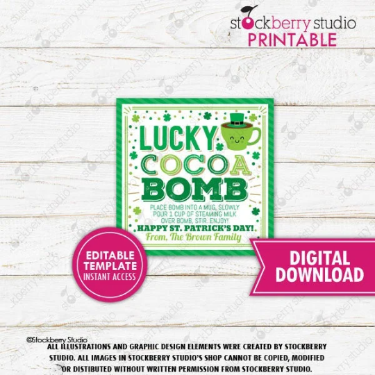 St Patrick's Day Cocoa Bomb Tag