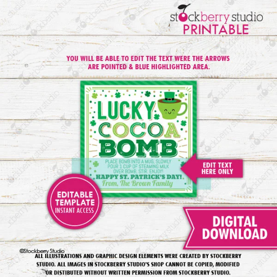 St Patrick's Day Cocoa Bomb Tag