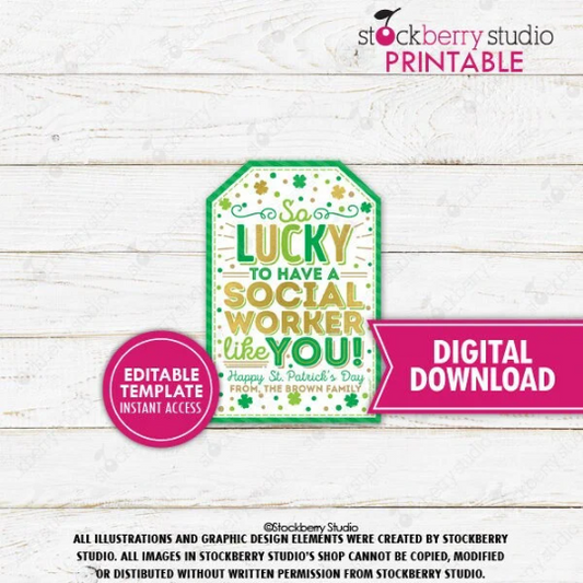 St Patrick's Day Social Worker Appreciation Tag