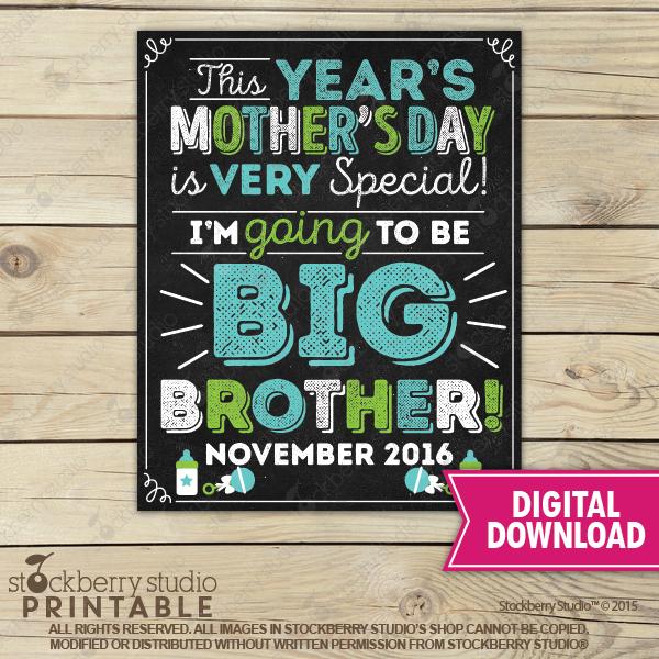 Mother's Day Big Sister Pregnancy Announcement Chalkboard Sign - Stockberry Studio