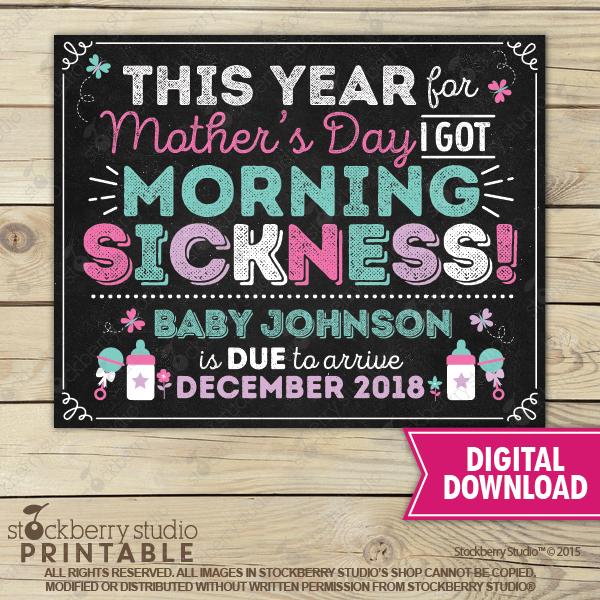 Mother's Day Pregnancy Announcement Chalkboard Sign - Stockberry Studio
