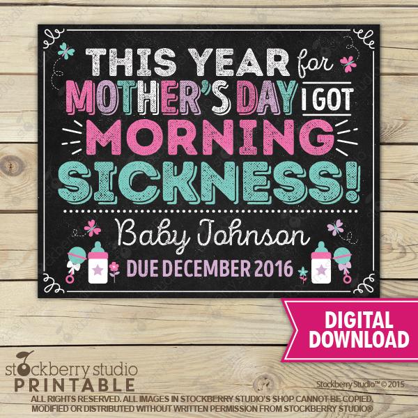 Mother's Day Pregnancy Announcement Chalkboard Sign - Stockberry Studio