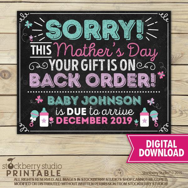 Mother's Day Pregnancy Announcement Chalkboard Sign - Stockberry Studio