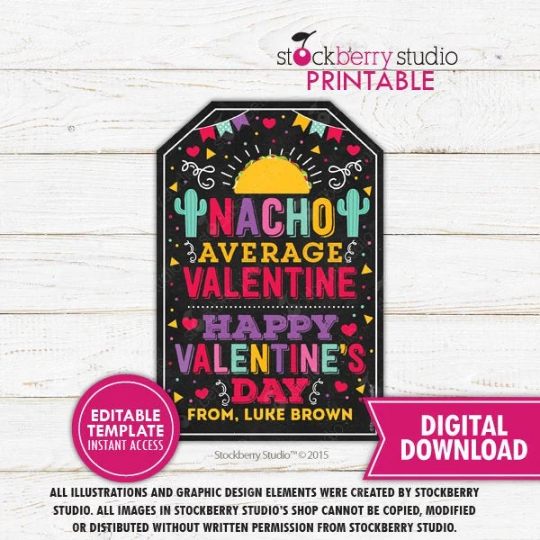 Nacho Average Valentine's Day Gift Tags