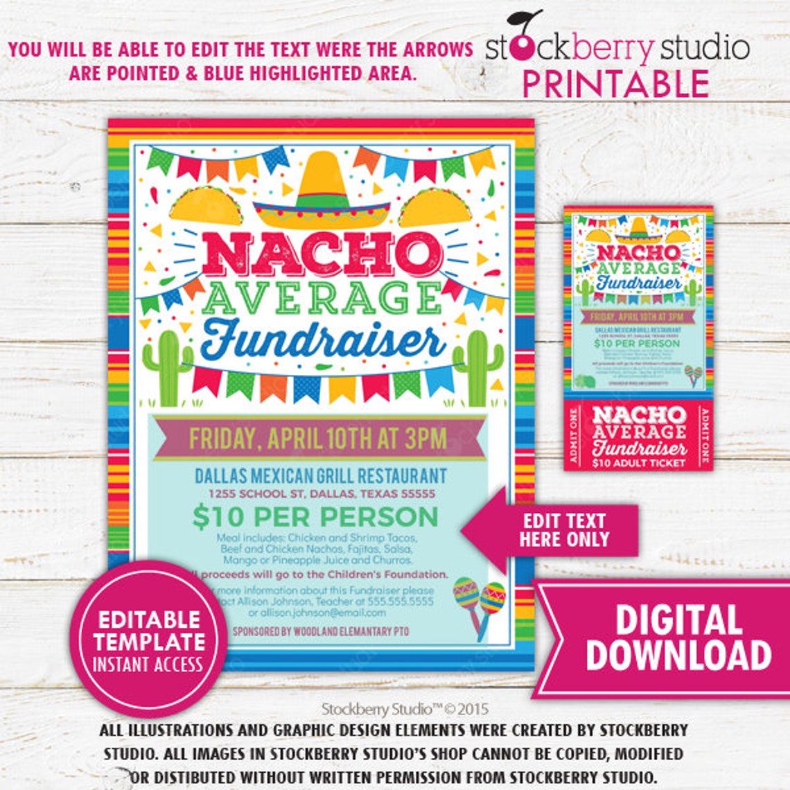 Fiesta Fundraiser Flyer Ticket