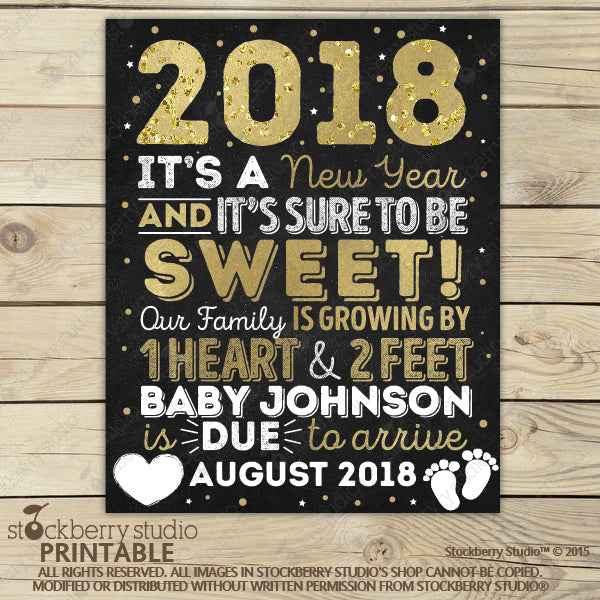 New Years Pregnancy Announcement Sign