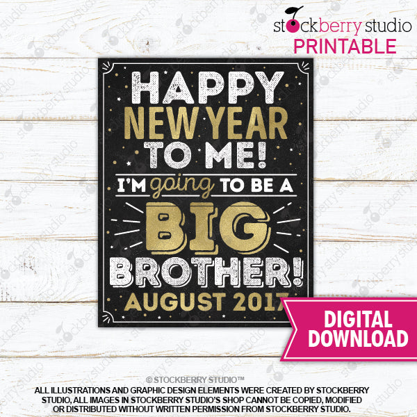 New Year's Big Sister Pregnancy Announcement Sign