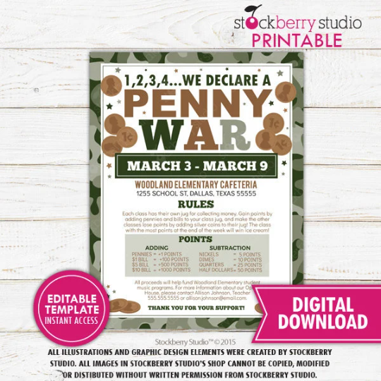 Penny War School Fundraiser Flyer