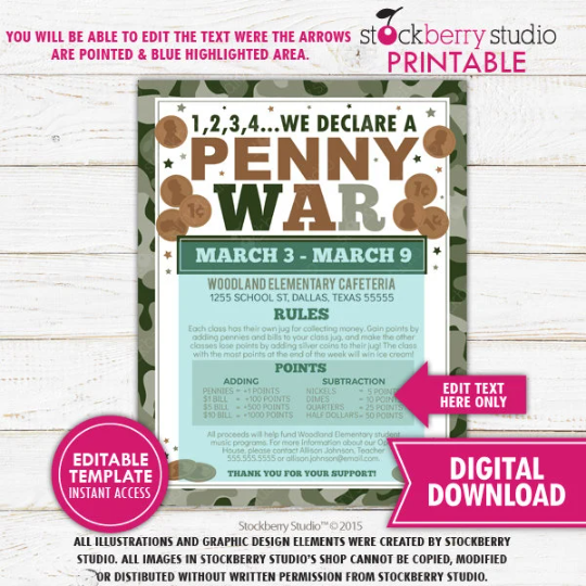 Penny War School Fundraiser Flyer
