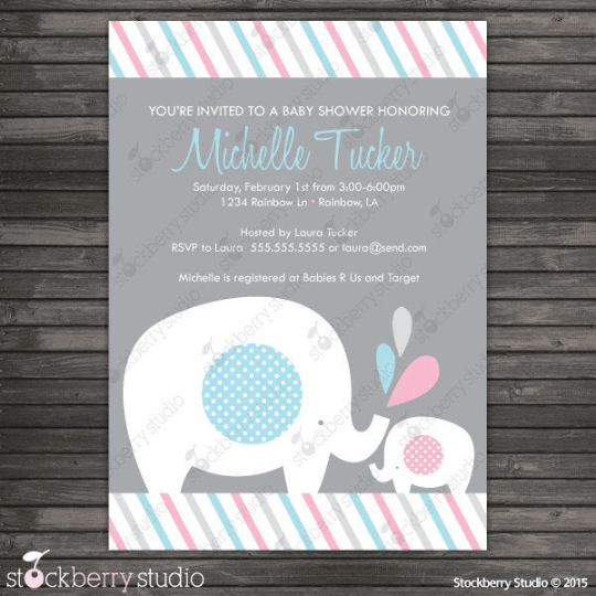 Elephant Baby Shower Invitation - Stockberry Studio