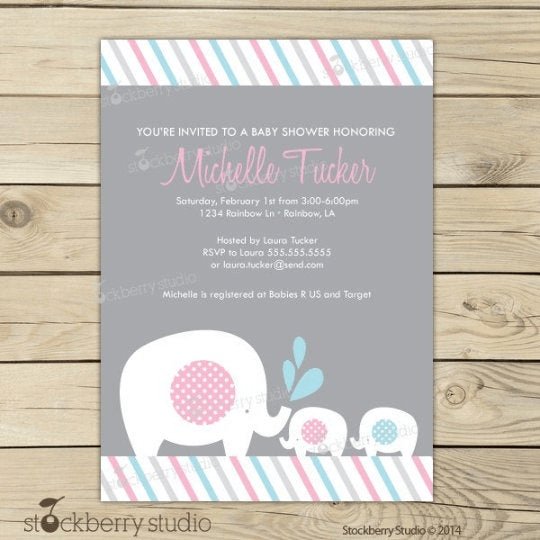 Elephant Baby Shower Invitation - Stockberry Studio
