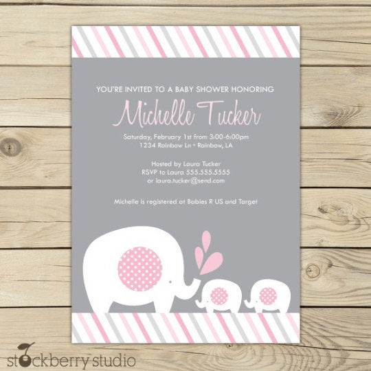 Elephant Baby Shower Invitation - Stockberry Studio