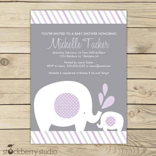 Elephant Baby Shower Invitation - Stockberry Studio