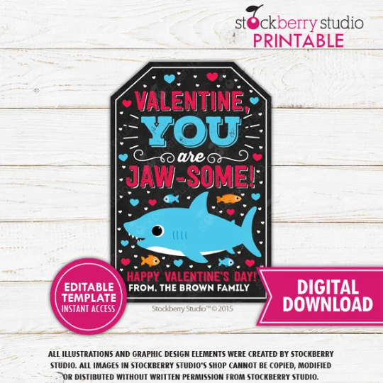 Shark Valentine Tag