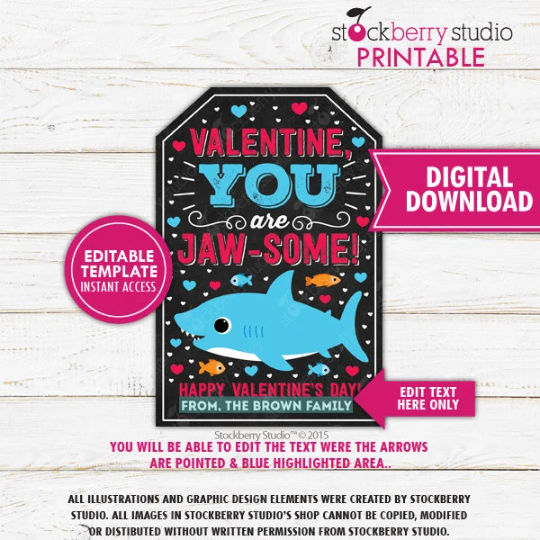 Shark Valentine Tag