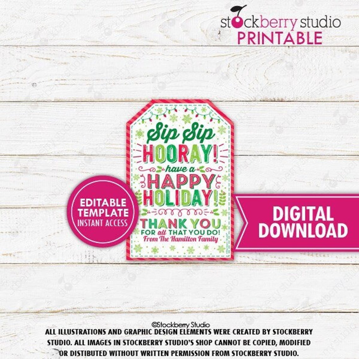 Sip Sip Holiday Tag