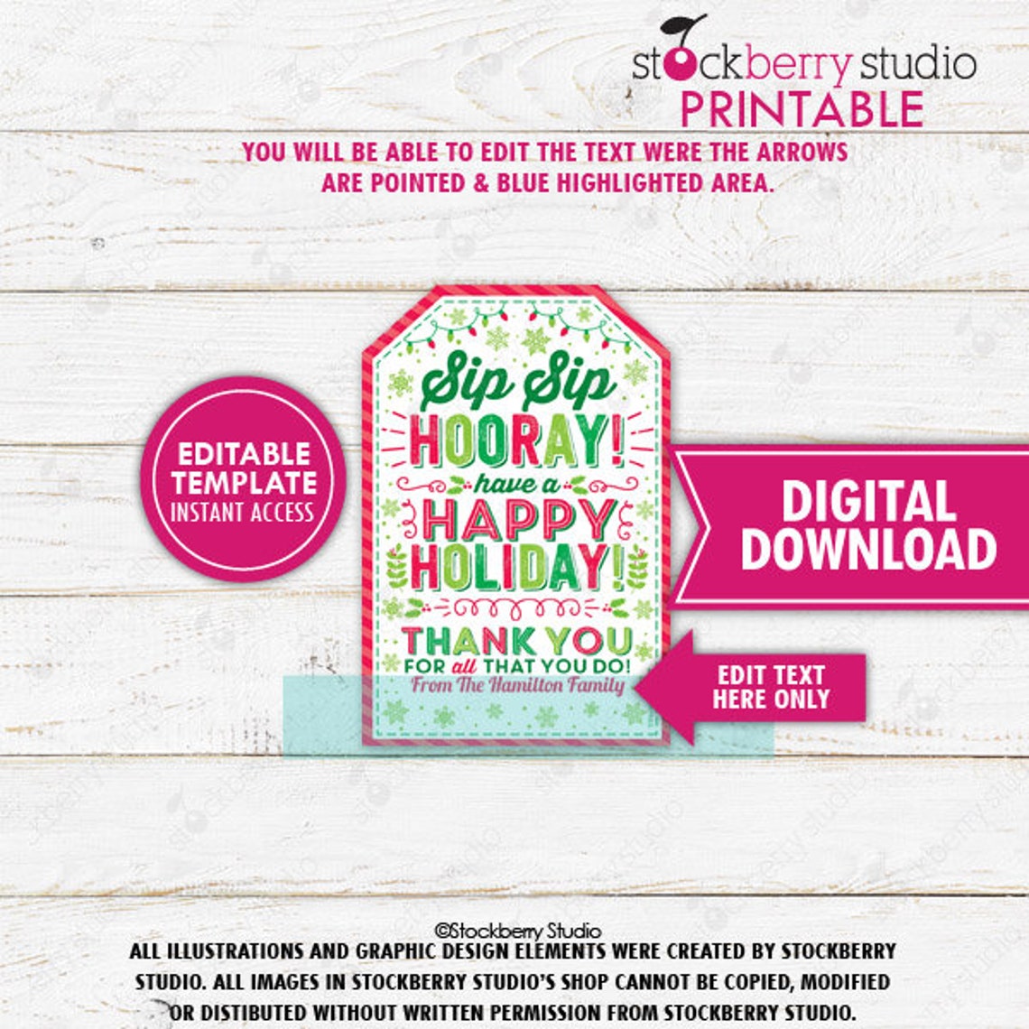 Sip Sip Holiday Tag