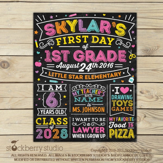 Unicorn First Day of School Personalized Chalkboard Sign