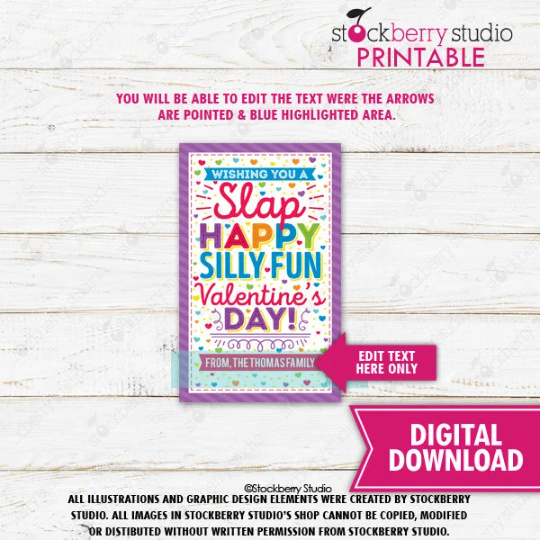 Valentine's Day Slap Bracelet Label