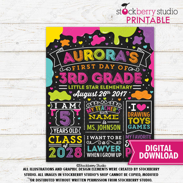 First Day of School Sign School Printables First Day of School Chalkboard Sign