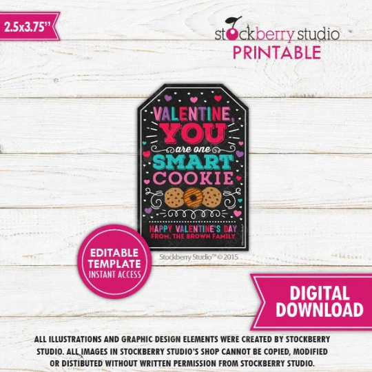 Valentine Smart Cookie Gift Tag